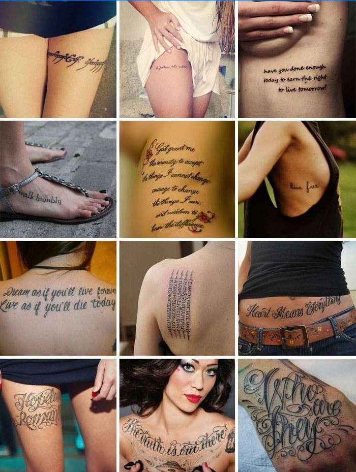 Tatuiruotės su populiariais užrašais