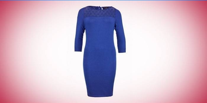 „Bodycon“ mėlyna suknelė su nėrinių detalėmis