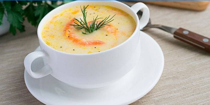 Krevečių sūrio sriuba