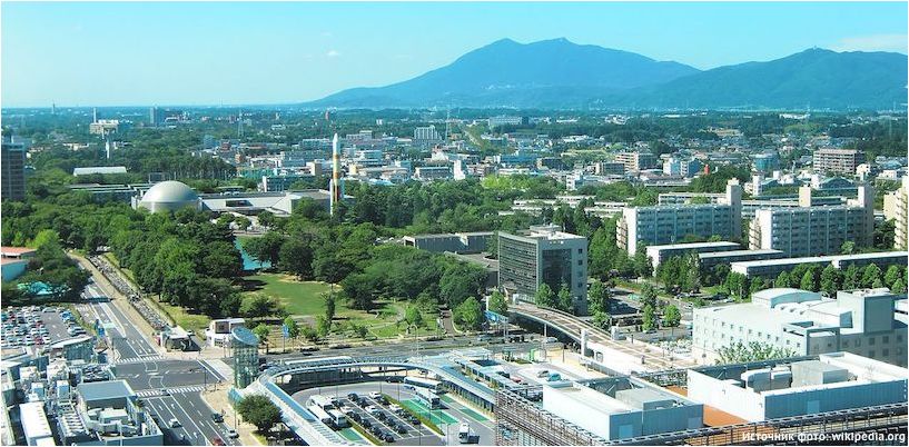 Vaizdas į Tsukubos kalną ir Tsukubos centrą