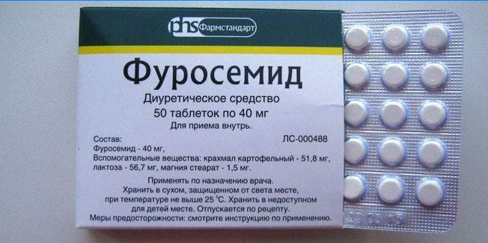 Furosemido tabletės pakuotėje