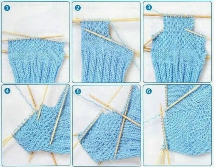 Kaip megzti žingsninį kojinės kulną su mezgimo adatomis