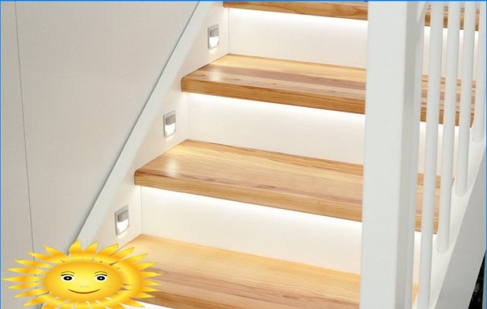 Apšvietimo laiptai namuose: kaip padaryti automatinį laiptelių apšvietimą