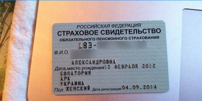 Rusijos Federacijos piliečio draudimo pažymėjimas