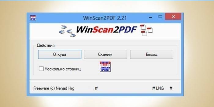 „WinScan2PDF“ naudingumo langas