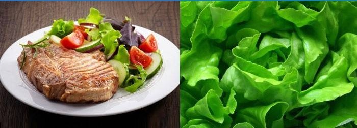 Daržovės, salotos ir kepsnys