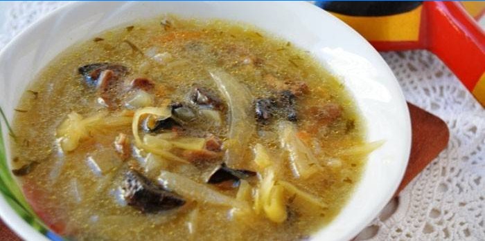 Rauginta kopūstų sriuba su grybais