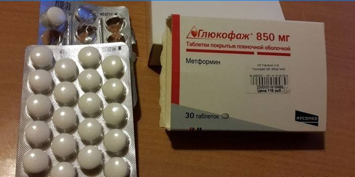 Glucophage 850 tabletės pakuotėje
